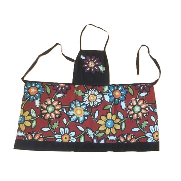 Adjustable Bib Apron Heavy Retro Flower Print for Work Kitchn Crafting Gardening - Picture 3 of 3